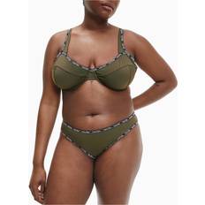 Calvin Klein Women Bikini Tops Calvin Klein Women's Plus Logo Tape Balconette Bikini Top Green