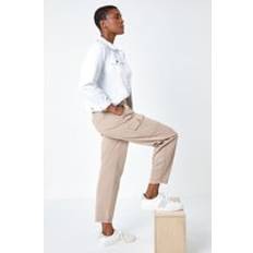 Natural - Women Trousers Roman Casual Cargo Stretch Trousers Natural