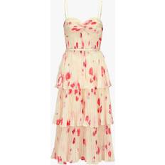 Beige - Knee Length Dresses Self-Portrait Floral-Print Chiffon Midi Dress Cream