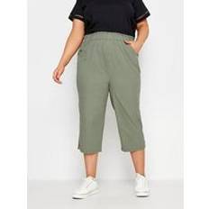 Green - Women Trousers Yours Cropped Cotton Light Khaki