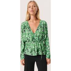 Soaked in Luxury Blouses Soaked in Luxury Wrap Blouse, Green Cloud