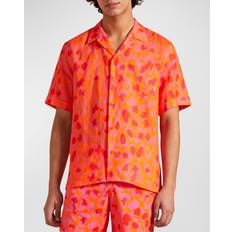 Lino Camisas Vilebrequin Men Bowling Linen Shirt - Charli - Orange