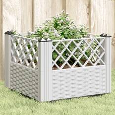 Vasi, Piante e Coltivazione vidaXL Fioriera da Giardino con Picchetti Bianca 43.5x43.5x43.5 cm PP