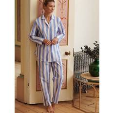 Women - XXL Pyjamas British Boxers Crisp Cotton Pyjama Set, Boat Blue Stripe