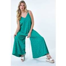 Turquoise - Women Jumpsuits & Overalls Dusk Cotton Broderie Pocket Wide Leg Jumpsuit Turquoise