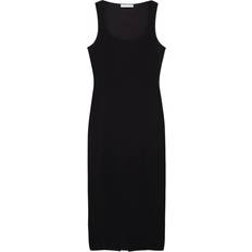 Short Dresses - Slit Mango Midi-dress with straps black Woman Black