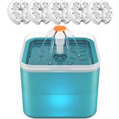 Nicrew Water Fountain, Pet Water Fountain with LED Nightlight 5 Filters, 2L, Drinking Fountain