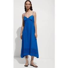 Mango Women Clothing Mango Embroidered dress with turn-down neckline blue Women