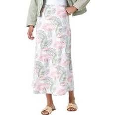 Short Skirts Roman Leaf Print Linen Blend A-Line Skirt Light Pink