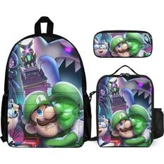 Men School Bags Aoivkut Sold by: micaeladietrich, Brother Luigi s Mansion Backpack 3 Pieces Set With Pencil Case Lunch Bag Shoulders School Bag Lunch Box Pen Bag Daypack Bookbag