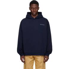 Marni Floral Logo Hoodie - Blue Kyanite