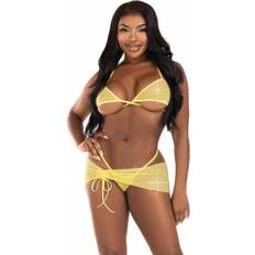 Elastan/Lycra/Spandex - Gul Undertøjssæt Leg Avenue Three Pieces Diamonds Set - Amarillo
