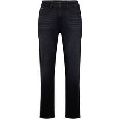 BOSS Regular-fit jeans in super-soft black Italian denim