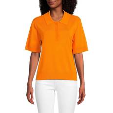 Calvin Klein Women Polo Shirts Calvin Klein Women's Collared Short-Sleeve Top Turmeric