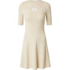 Beige Vestidos Calvin Klein Jeans Vestido de punto - Beige/Blanco