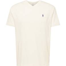 Polo Ralph Lauren Cremehvid t-shirt med logoikon og V-hals klassisk oversized pasform