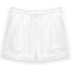 Pull&Bear Bukser & Shorts Pull&Bear Ecrufarvede bomuldsshorts med paperbag-waist-Hvid
