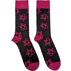 Unisex Ankle Socks Mini Pink Heartagrams - Black