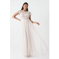 Evening Gowns - Pink Dresses Coast Baroque Embellished Angel Sleeve Two In One Bridesmaids Dress Blush
