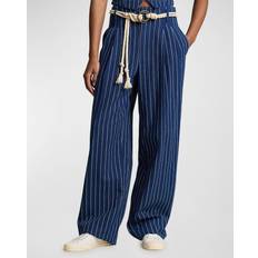 Polo Ralph Lauren Women Pants Polo Ralph Lauren Wide-Leg Pinstripe Twill Pants BLAVA WASH