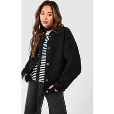 Boohoo Jackets boohoo Womens Oversized Wool Look Bomber Jacket Black