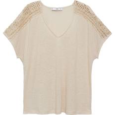 Linnen T-shirts Mango Maca Shirt - Beige