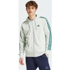 Men - XL Tank Tops Adidas Essentials French Terry 3-stripes Full-zip Hoodie - Linen Green F22