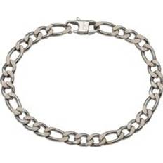 Stainless Steel 7mm Matte & Polished Figaro Bracelet silver