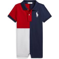 Polo Ralph Lauren Baby Polo Logo Colour Block Romper, Red/Multi