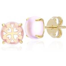 Gardenia pink amethyst cabochon stud earrings in gold plated sterling silver