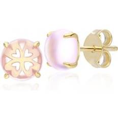 Amatista Pendientes Gemondo Gardenia pink amethyst cabochon stud earrings in gold plated sterling silver