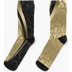 Gold - Unisex Socks Famgem Dress Socks Black And Gold Damasks And geometric Stripes Novelty Fancy Crazy Pattern Crew Casual for Men Women