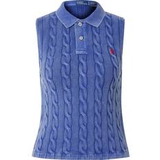 Polos Polo Ralph Lauren Sleeveless Cotton Cable-Knit Shirt Blue