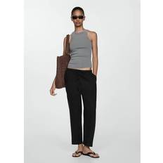 Joggers - Linen Trousers Mango 100% linen jogger trousers black Woman Black