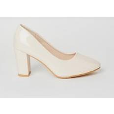 PVC Heels & Pumps Good For The Sole Wide Fit Camilla Almond Toe Block Heel Court Shoes Blush