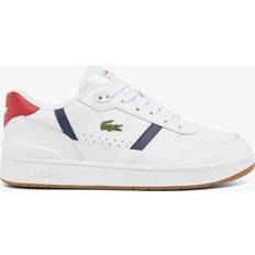 Lacoste Men's T-Clip Set Leather Trainers WHT/NVY/RED Weiss