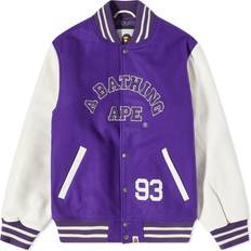 Bape Men Outerwear Bape Giant Ape Head Varsity Jacket - Purple