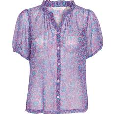 Cream Pintuck Blouse Bluser 10613269 Blue Berry Flower