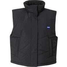 Men - Quilted Vests HUGO Water-repellent gilet with blue label Black