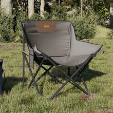 Foldbar campingstol vidaXL campingstole med lommer 2 stk. foldbar grå