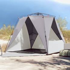 Camping & Outdoor vidaXL Beach Tent 4-Person Grey Quick Release Waterproof