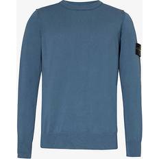 Stone Island Mens Dark Blue Logo-badge Crewneck Cotton-knit Jumper