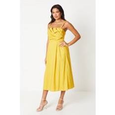 Cotton - Women Dresses Coast Pleat Detail Bodice Cotton Midi Pencil Dress Yellow