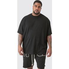 Fleece T-shirts boohooMAN Plus 2 Pack Oversized T-shirt - Black