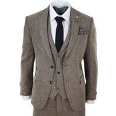 Natural Suits Truclothing Piece Herringbone Suit 281 Light Brown 40R
