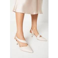 Wallis Evelyn Asymmetric Slingback Kitten Heel Court Shoes Bone