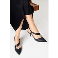Wallis Womens Evelyn Asymmetric Slingback Kitten Heel Court Shoes Black