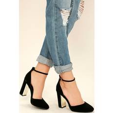 Lulus Black Velvet Ankle Strap Heels Womens Available in 11