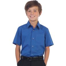 Polyester Shirts Gioberti Boy's Short Sleeve Solid Dress Shirt - Royal Blue