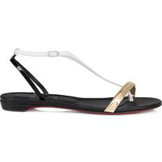 Christian Louboutin Multicolored Heeled Sandals Christian Louboutin Athinita Colorblock T-Strap Red Sole Sandals - Multi